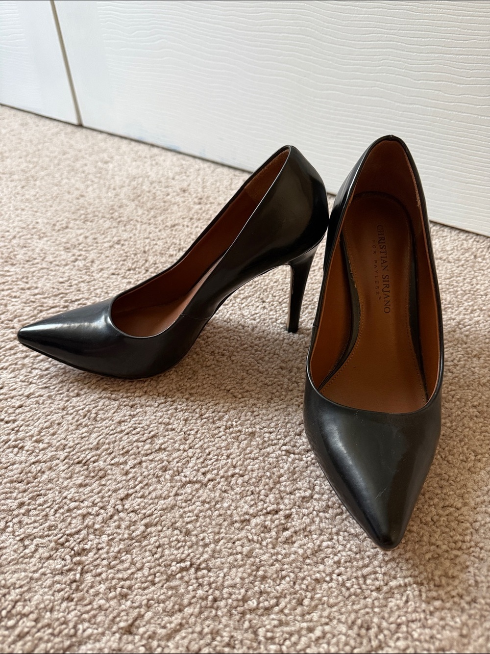 Christian Siriano Black Patent Pointed-Toe Stiletto Pumps